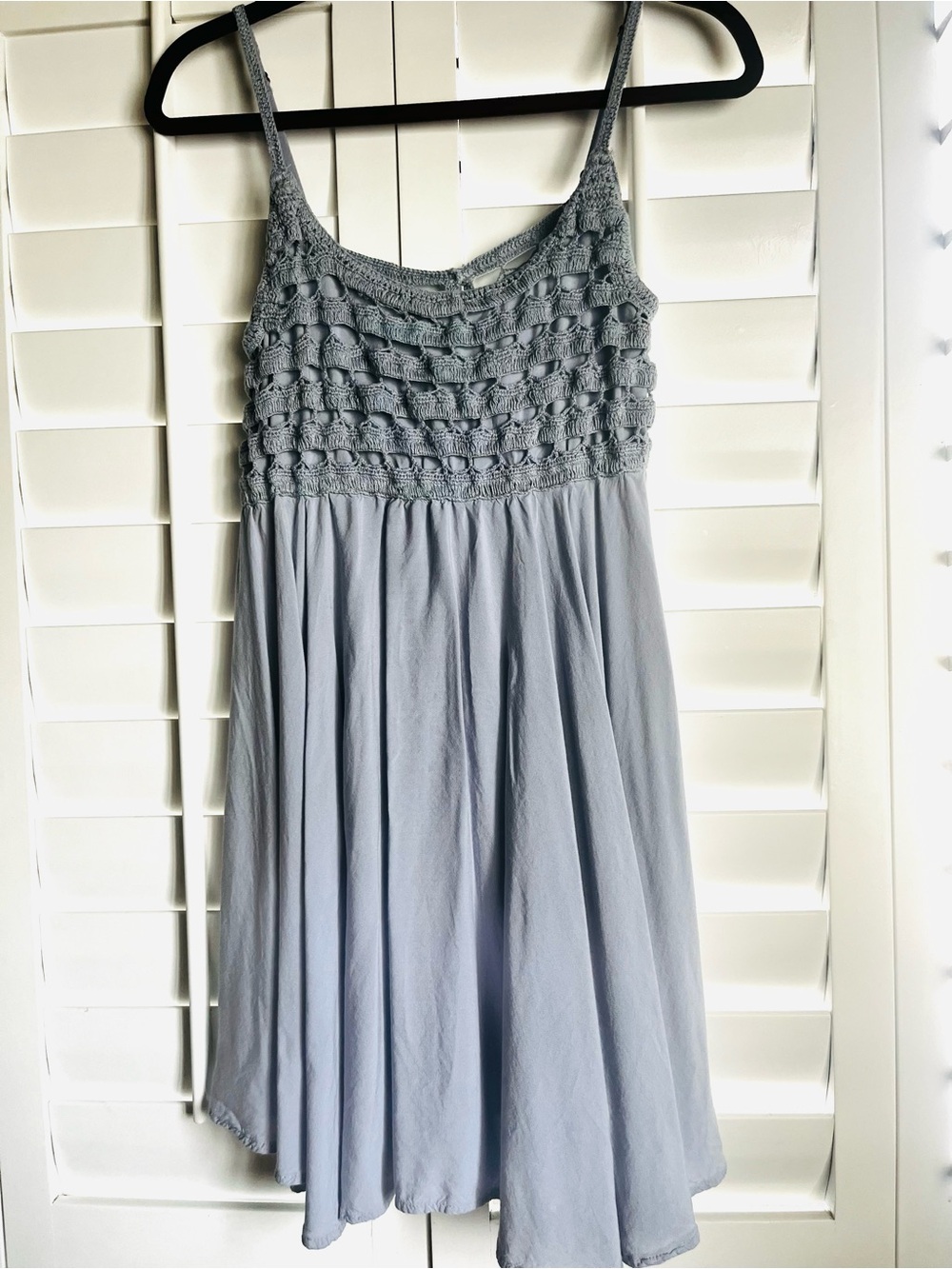 O'Neill Crocheted Bodice Spaghetti Strap Dress in Soft Light Blue L Juniors